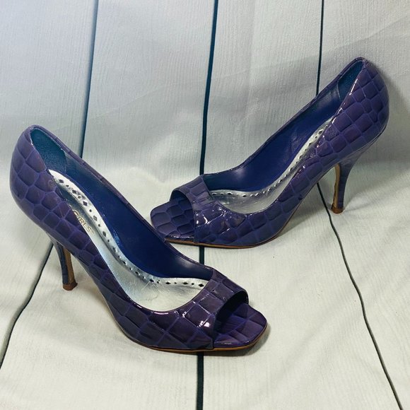 BCBG Girls Purple Lavender Croc Pattern Heels 7.5 - Picture 1 of 6